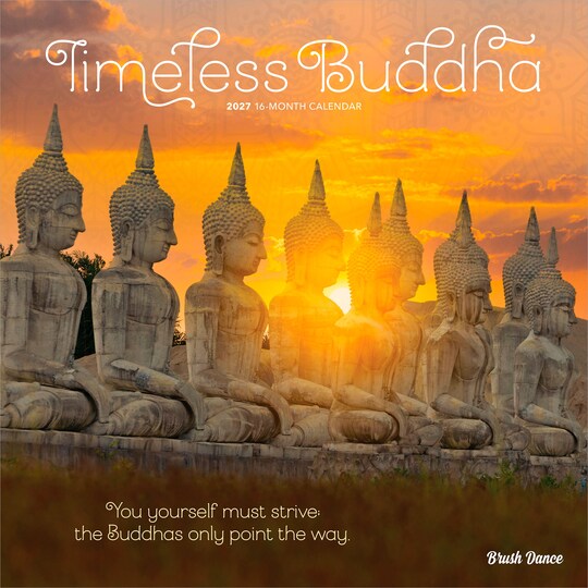 Brush Dance; Timeless Buddha | 2027 12 x 24 Inch (Hanging) Monthly Square Wall Calendar | Plastic-Free; Category:Wall Calendars; Image:1